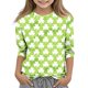 thumbnail image 2 of Blusas y camisas de manga larga con cuello redondo, informales, con estampado del Día de San Patricio, de manga tres cuartos y cuello redondo, para niños de talla mediana y grande., 2 of 6