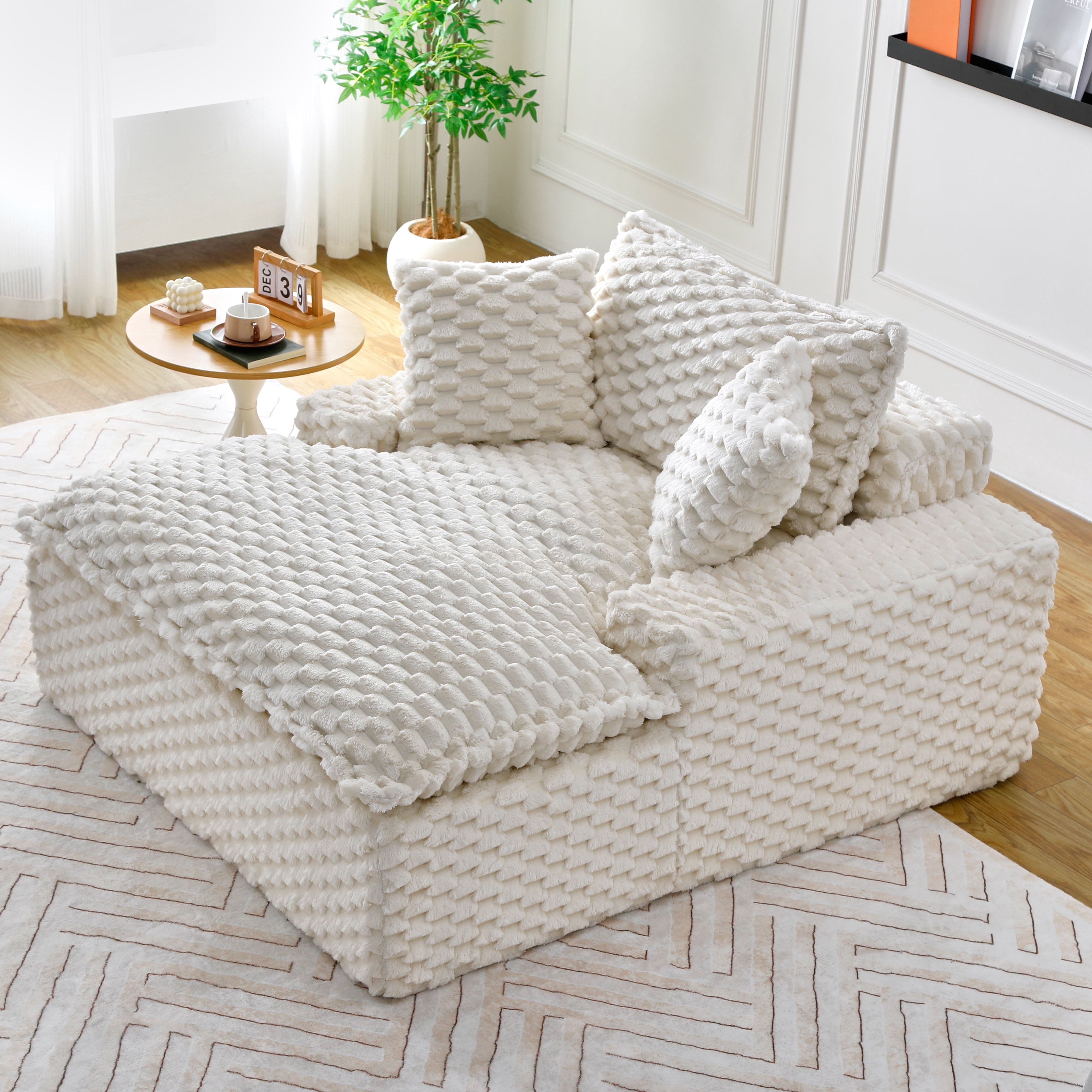 Gewnee 51 Inch Single Sofa,Extra-Wide Seats and Armrests,Two Pillows and One Backrest,Suitable for Bedrooms and Living Rooms.White