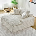 thumbnail image 3 of 51" Oversized Single Sofa Bed, Turtle Fleece Fabric, Oat Milk White/Charcoal Black/Caramel Brown, Includes 2 Pillows, Perfect for Bedroom & Living Room Relaxation, 3 of 14