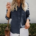 thumbnail image 3 of KZKR Women's Casual Long Sleeve V Neck Blouses Stripe Print Button Shirts Loose Tunic Tops with Pocket, 3 of 3