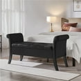 thumbnail image 2 of Alden Design Modern Fabric Tufted Storage Bench with Rolled Arms for Home, Black, 2 of 6