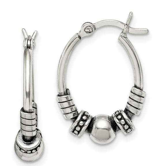 Primal Silver Sterling Silver Antiqued Hoop Earrings