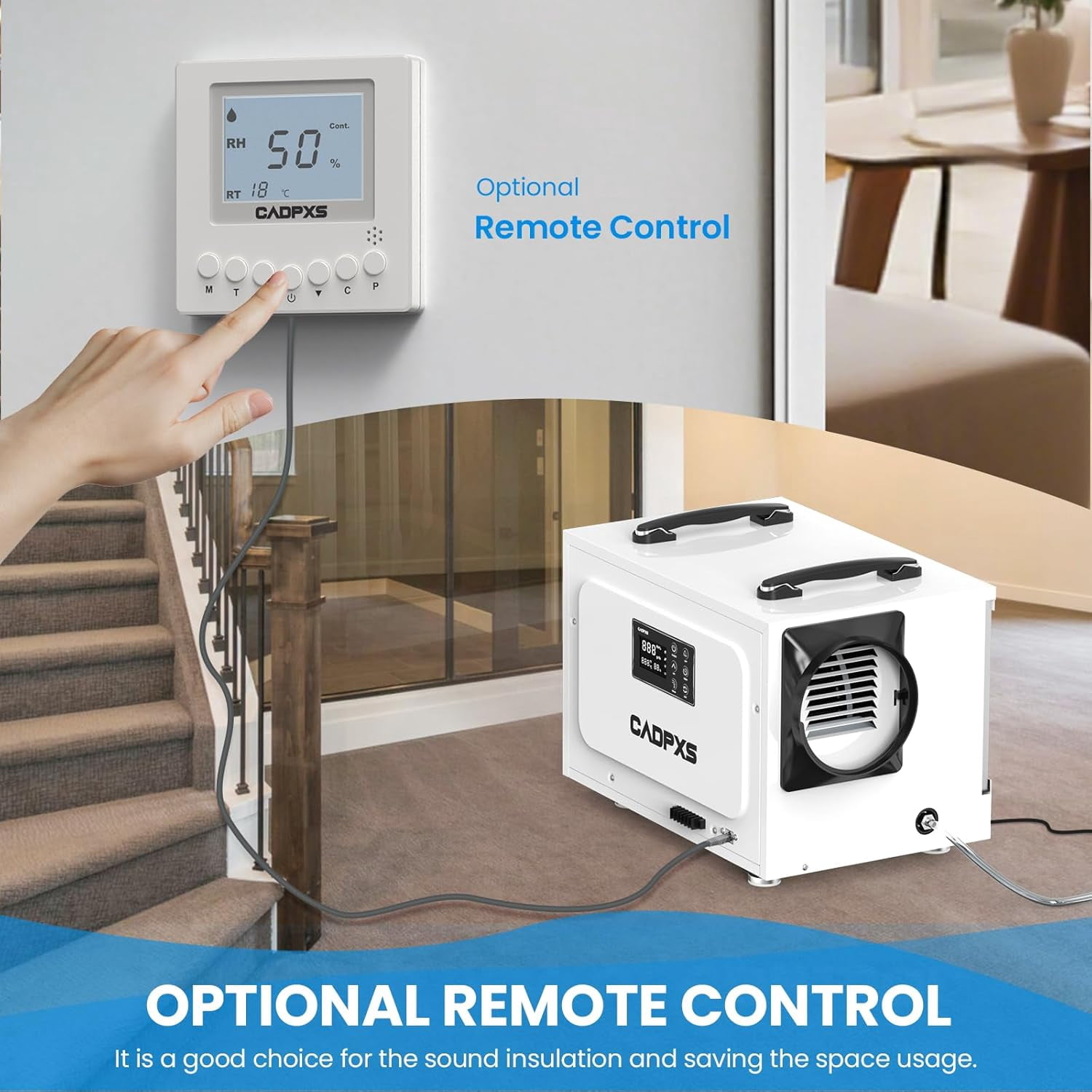 CADPXS Crawl Space Dehumidifier with Pump, 125 Pints Commercial Dehumidifiers with Drain Hose, Dehumidifier for Crawlspace, Basements & Water Damage Use, Auto Defrost, Memory Restart, cETL Listed