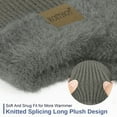 thumbnail image 3 of KOITHOT 3 Pcs Winter Beanie Hat with Ear Flaps Knitted Neck Warmer Touchscreen Gloves Set for Men Light Gray, 3 of 6
