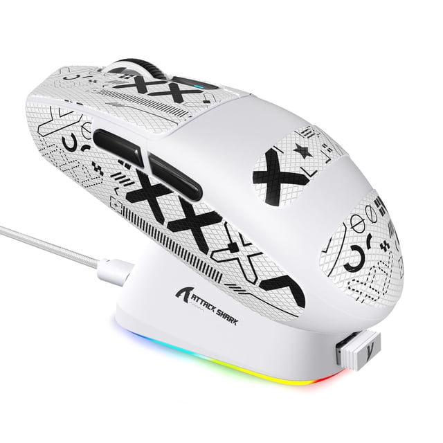 Ratón inalámbrico para juegos ATTACK SHARK G3PRO RGB 25K DPI blanco