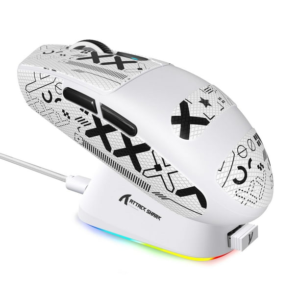 Ratón inalámbrico para juegos ATTACK SHARK G3PRO RGB 25K DPI blanco