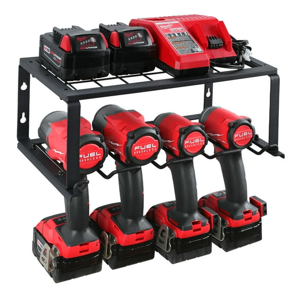 TreeLen Power Tool Organizer, 2 Layers Drill Holder Wall Mount, Heavy Duty Tool Shelf Storage Rack