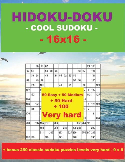 hidoku doku cool sudoku 16x16 50 easy 50 medium 50
