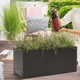thumbnail image 4 of WORTH Metal Steel Planters 30" L.x11 W.x13 H. Rectangular Trough Planter Box, No Assembly Required, with 2 Mesh Vents, Unique Shape & Functional Design, Indoor Outdoor Home Garden - Black, 4 of 8