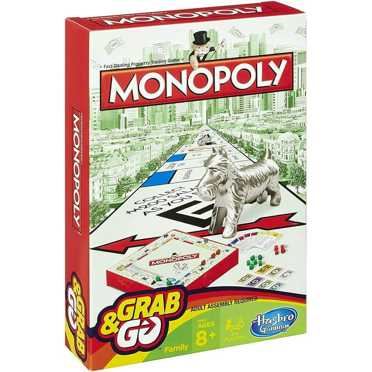 Hasbro Grab and Go Set of 4 Travel Size Classic Board Games - Includes Clue, Hungry Hungry Hippos, Monopoly, and Connect 4