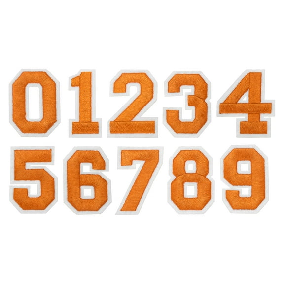 Uxcell Embroidered Numbers Patches, Numbers 0-9 Applique Embroidered Patch Sew on Decals 1.77 Inch, Orange 10 Pcs