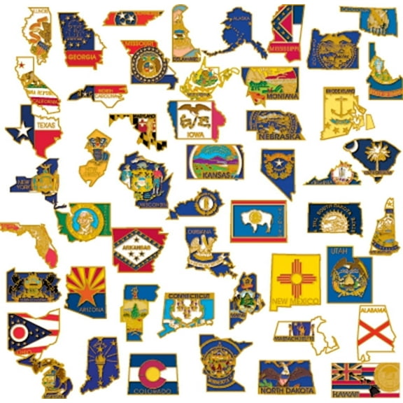 50 State Shape Enamel Lapel Pin USA Collection Value Pack