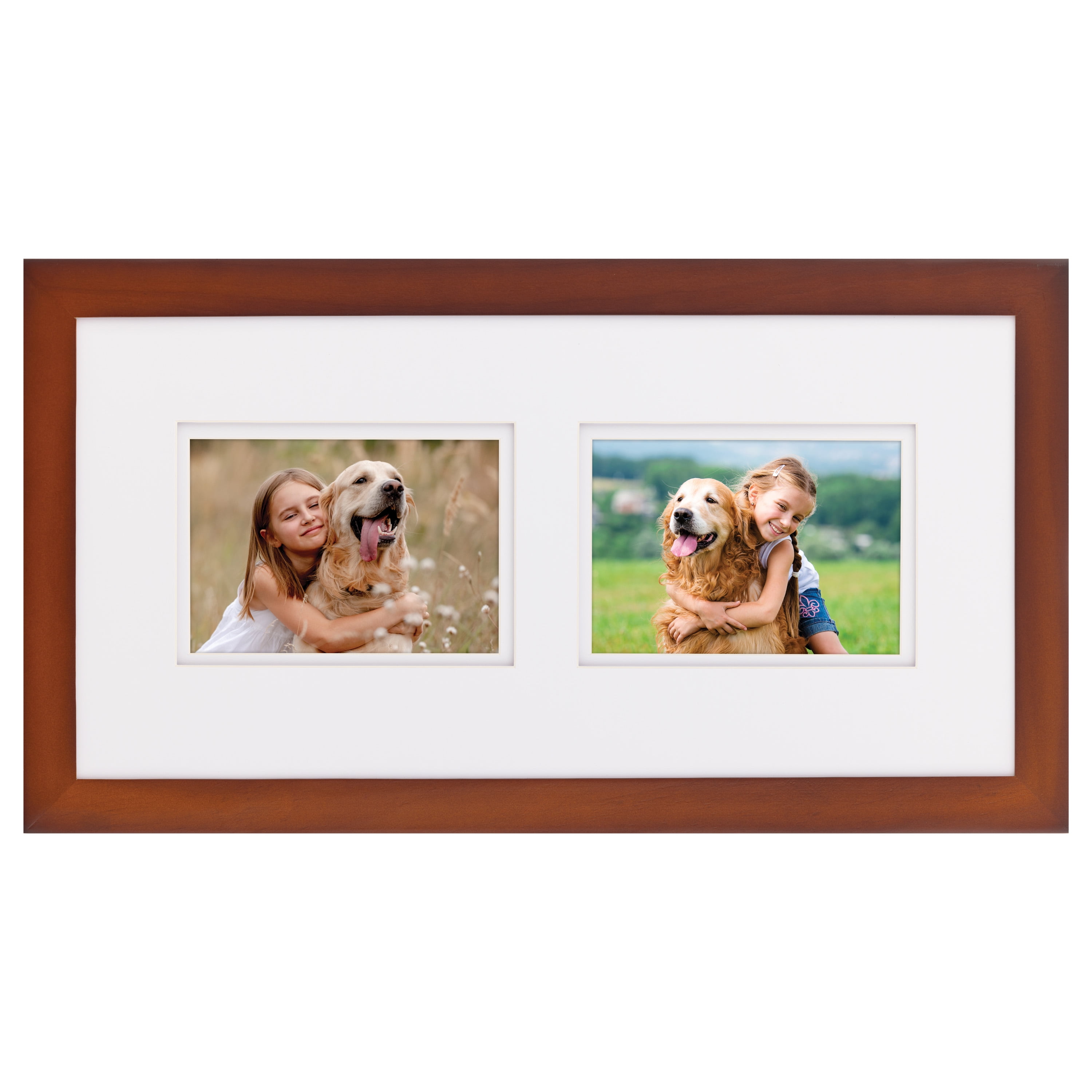 Gallery Solutions - 10"x20" Walnut Rectangular Photo Frame Wall Mount, for 5"x7" Pictures