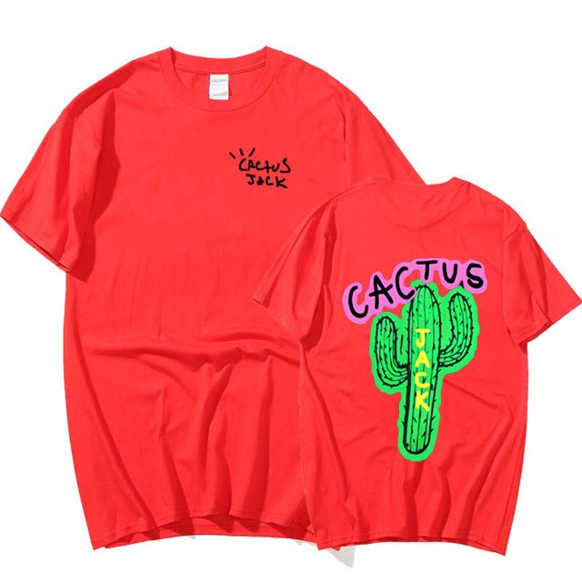 Camiseta de algodón de lujo para hombres y mujeres, camisa Harajuku con estampado de cactus y jack de Travis Scott, Hip Hop, amantes de la pareja