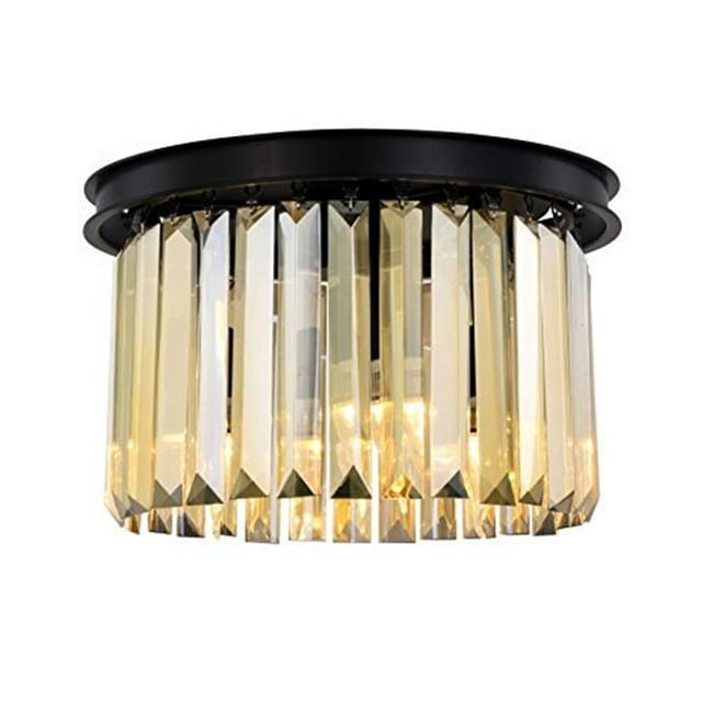 Urban Classic 1238F16MB-GT-RC Sydney 3 Light Flush Mount Royal Cut Crystals - Matte Black
