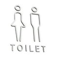 thumbnail image 1 of Letrero de inodoro 2 piezas Sunnimix Tablero de Señalización Baño Restaurante Baño Hotel Sin perforación Hombre Mujer Baño plata Muestra del retrete, 1 of 8