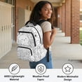 thumbnail image 4 of Chririnla Multi-Pocket Girls Backpacks for Hiking Travel, Polyester Lightweight Bookbag, Bear With Flowers Line Art, 4 of 10
