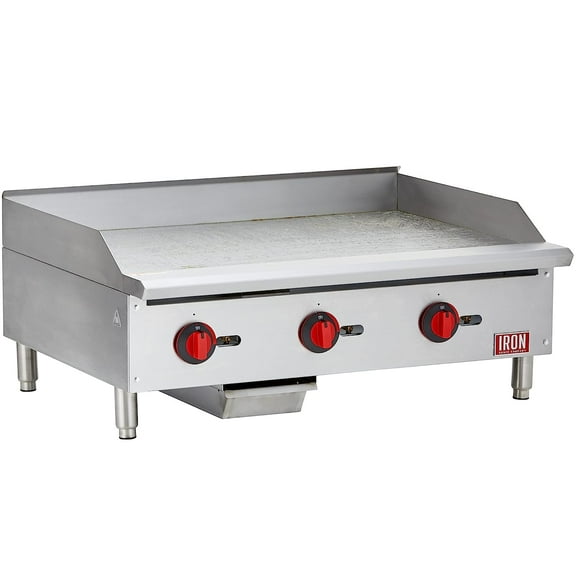 Iron Range IRMG-36 36" x 21" Countertop Commercial Gas Commercial Griddle with Manual Control and Three Burners, 90,000 BTU, ETL Listed