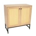 thumbnail image 3 of Sunnydaze Modern MDF Rattan-Front 2-Door Accent Storage Cabinet with Shelf, Light Oak, 3 of 19