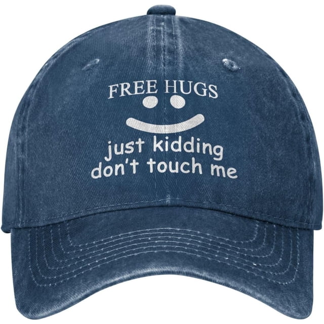 Hats for Men Baseball Cap Free Hugs Just Kidding Dont Touch Me Fitted Golf Cap