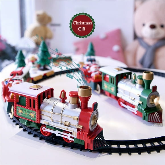 LSLJS Lights and Sounds Christmas Train Set Railway Tracks Toys Xmas Train Gift on Clearance