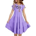 thumbnail image 2 of Girls Toddler Dress Summer Double Layer Flutter Sleeve Flowy A Line Gradient Midi Dresses For Kid Infant size 14-15T, 2 of 7