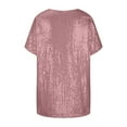 thumbnail image 5 of Glitter Sequin Tops for Women Summer Casual Loose Sparkly Going out Tops for Women Short Sleeve V Neck T Shirts, 5 of 6