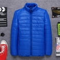 thumbnail image 2 of IROINNID Men's Long Sleeve Anorak Jacket Mid-Length Jacket Solid Color Loose Stand-up Collar Cotton-padded Lightweight Jacket Coats, 2 of 3
