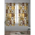 thumbnail image 4 of Sunflowers Curtains 72 Inch Length, Sheer Curtains for Bedroom Living Room Window Retro Country Butterfly Bee Floral Plaid Rod Pocket Voile Drapes Kitchen Curtains Small Half Window 52"x72" 2 Panels, 4 of 6