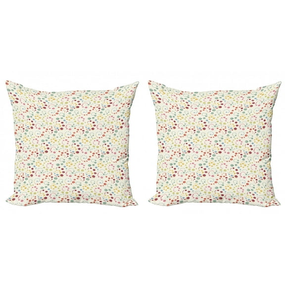Ambesonne Abstract Throw Pillow Cover 2 Pack, Dot Swirls Retro Look, 20", Multicolor