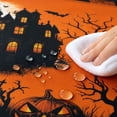 thumbnail image 6 of Halloween Round Fitted Tablecloth with Elastic Orange Pumpkin Ghost Castle Circle Table Cloth for 40-44" Tables Scary Witch Spooky Holiday Wipeable Washable Table Cover (D-1PCS), 6 of 8