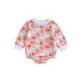 thumbnail image 1 of Douhoow Baby Girls Boys Halloween Bodysuits Fall Infant Long Sleeve Flower Pumpkin Jumpsuits, 1 of 8