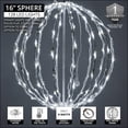 thumbnail image 3 of LED Light Ball - Indoor/Outdoor Christmas Light Balls, Light Spheres Outdoor/Sphere Light Fold Flat Metal Frame (16", White Frame/Cool White Lights), 3 of 9