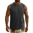 thumbnail image 4 of LODIENY Men’s Sleeveless Tank Tops Dry Fit Workout Muscle Shirts Moisture Wicking Crew Neck Solid Color Tees for Running Athletic Gym Sports Training Gray XL, 4 of 8