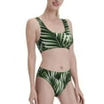 thumbnail image 2 of Daiia Tropical Palm Leaves1 printed 2 piece Swimsuit Bikinis for Women High Waisted Racerback Bathing Suits Summer Tummy Control Scoop Neck Swimwear-Small, 2 of 8