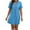 Blue(Trending), variant on Mingw Womens Skirts DressShort Sleeve V Neck Shirt Dress Casual Ruffle Hem Vibrant Color Loose Mini Dresses XL