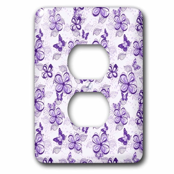 3dRose, Purple Flowers and Butterflies, 2 plug outlet cover