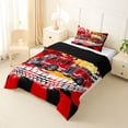 thumbnail image 3 of Castle Fairy Bold Fire Truck Twin Comforter Sets 3-Piece for Kids, Bright Engine Graphic Bedding Set for Modern Room, Red,Black Reversible, 3 of 6