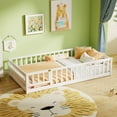 thumbnail image 4 of Costway Twin Size Floor Bed with Door & Fence with Safety Guardrails Support White, 4 of 10