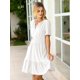 thumbnail image 2 of Vestido sencillo para mujer, blanco, primavera, boda, invitada, con ojales, cuello en V, 2 of 7
