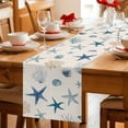 thumbnail image 5 of Blue Starfish Coastal Table Runner 70 Inches, Summer Beach Coral Linen Texture Bed Runner Dresser Scarves Tabletop for Indoor Outdoor Parties/Ceremony/Banquet, 13" x 70", 5 of 9