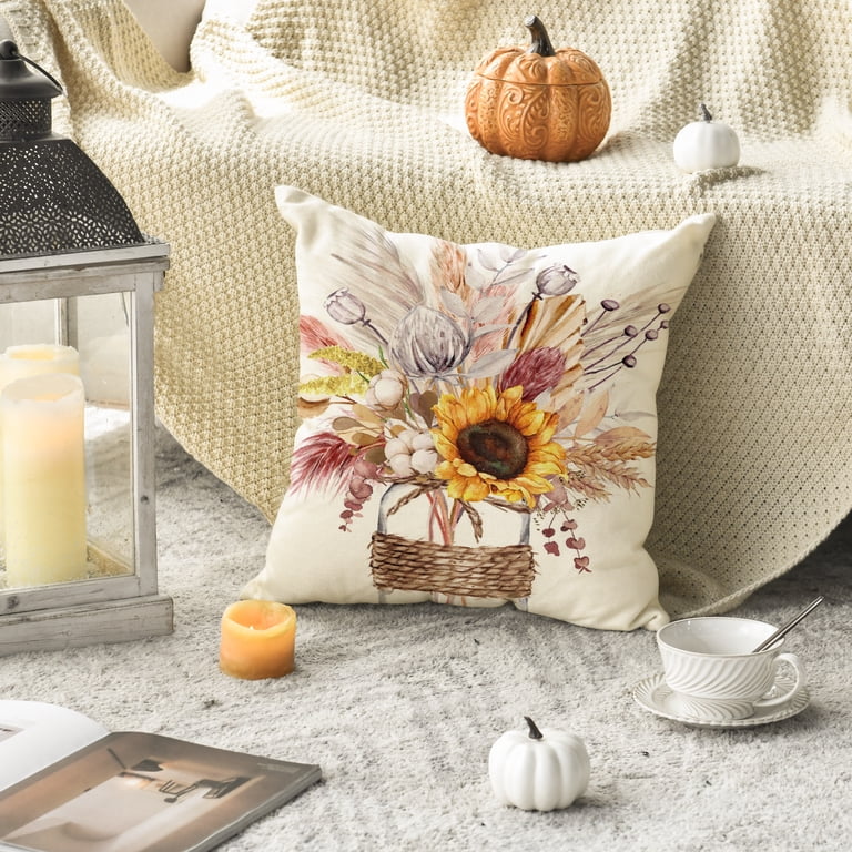 Sm:)e Fall Pumpkin Wheat 18x18 Throw Pillow Covers, Set of 4 photo 6