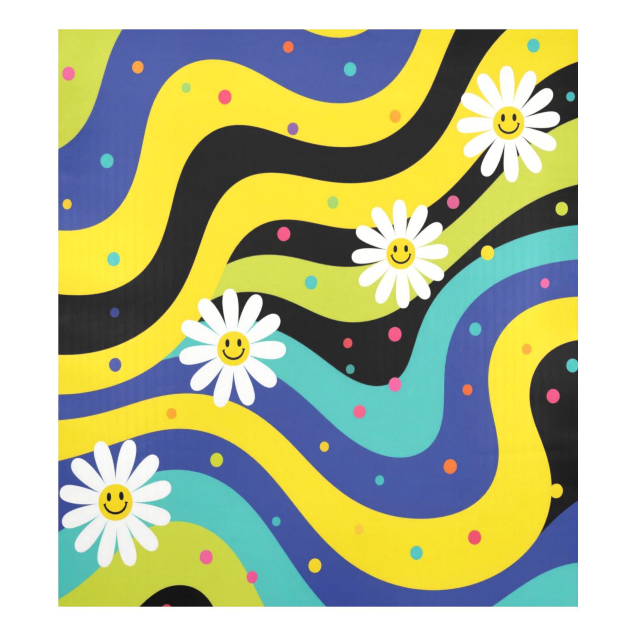 Dishwasher Magnetic Refrigerator Magnet Cover Sticker Home Decorative 23"x26" Daisies on Yellow-blue Background
