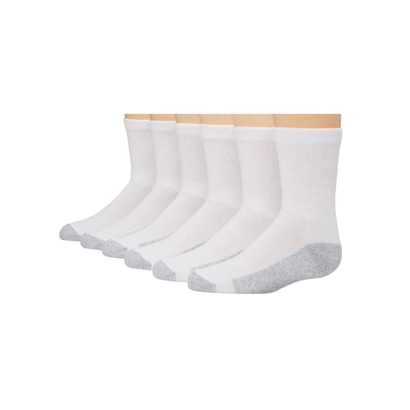 Hanes Boys' Crew Socks, 6 Pack