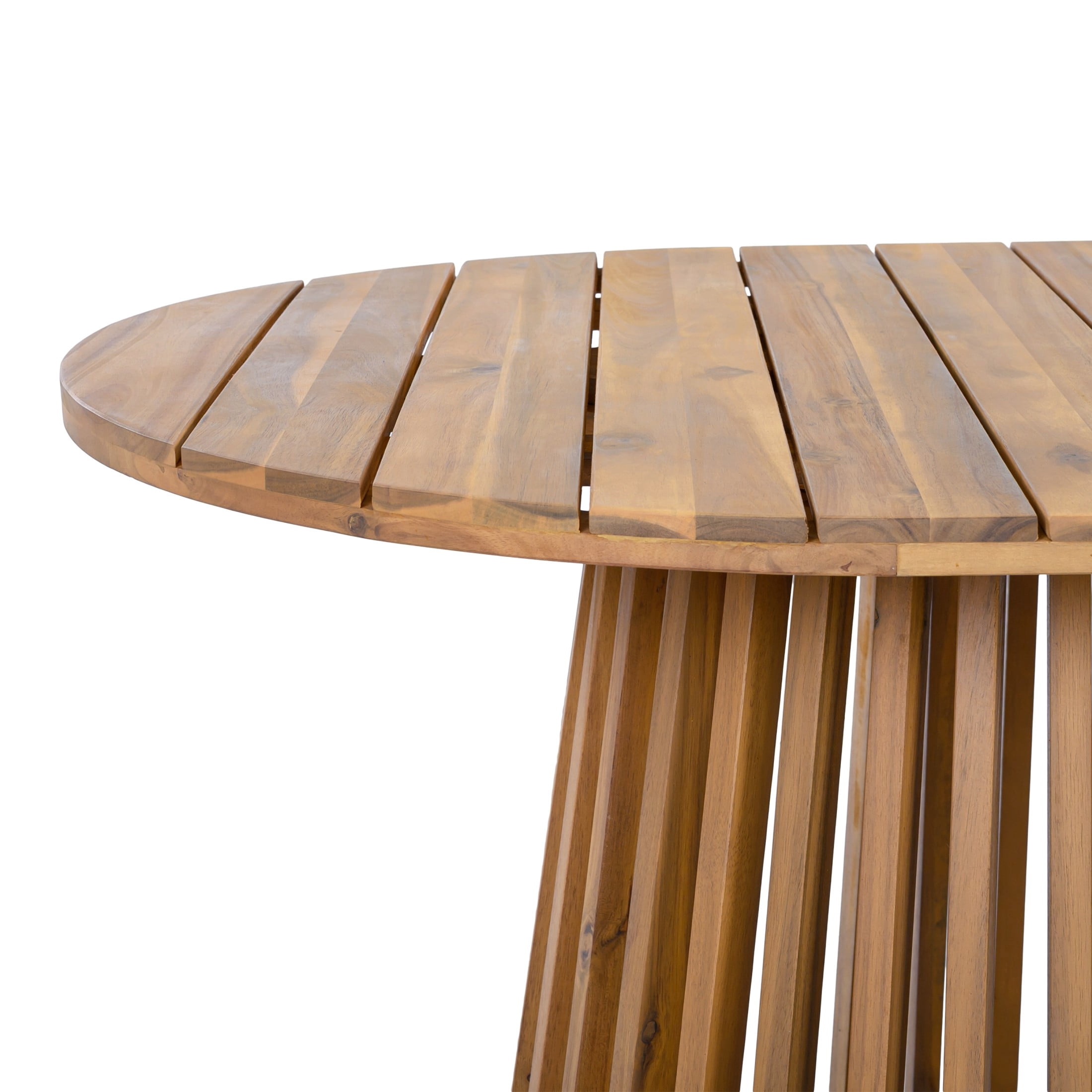 Christopher Knight Home Outdoor Oval Dining Table, Solid Acacia Wood Slatted Patio Table, Light Teak