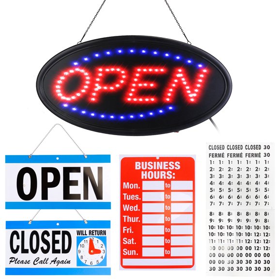TeqHome Ultra Bright LED Business Sign Neon Light Animated Motion with ON/OFF Store OPEN Business Neon Open Sign Advertisement Board with Steady Flashing Modes