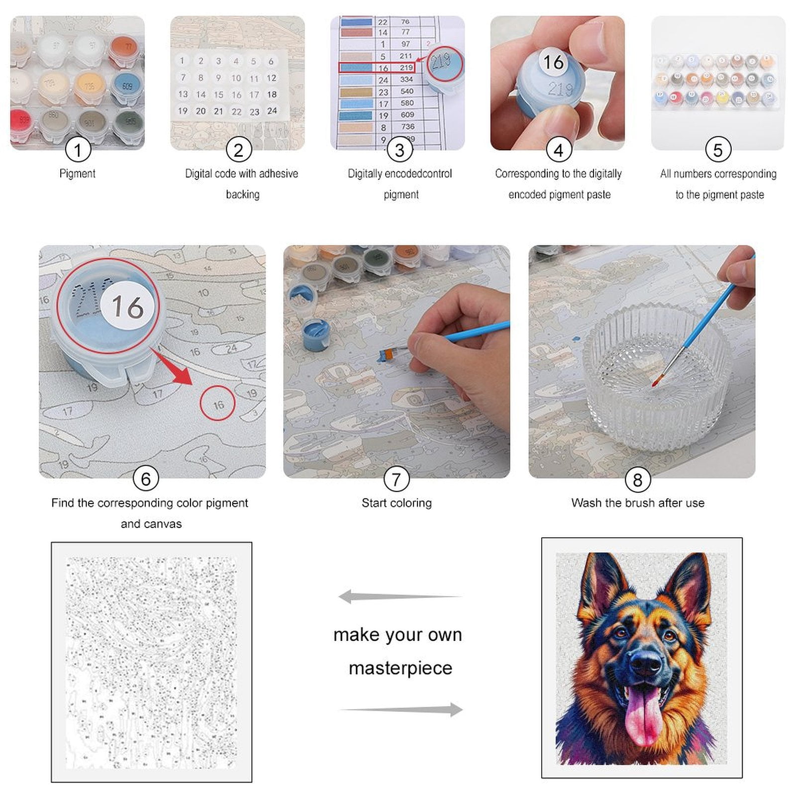 Paint By Numbers Kit for Adults Beginner - DIY Dog Portrait Vibrant Colors Art Canvas Painting Kits for Adults, Frameless Paint By Number for Adults for Home Wall Decor 16x20 Inch