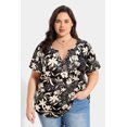thumbnail image 2 of CASSIE LIZ Womens Tops Plus Size Summer Shirts Black Floral V Neck Fashion Short Sleeve Tee Loose Fit Tunics Spring Blouses Casual Pullover XL 14W 16W, 2 of 3
