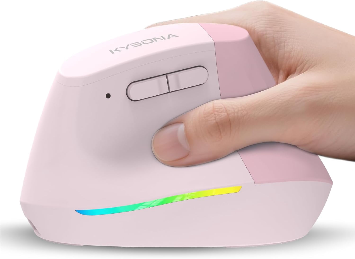 HRTGFD-Wireless Ergonomic Mouse, Vertical Mouse, Bluetooth Ergo Mouse, Quiet Click, 5 Level Adjustable DPI(800/1200/2400/2400/4000), Rechargeable 2.4G Mice Computer, PC, Mac, Laptop, Pink