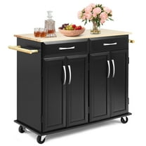 Giantex Kitchen Island Cart, Rolling Trolley Cart Utility Cabinet w/Large Storage & Smooth Lockable Wheels